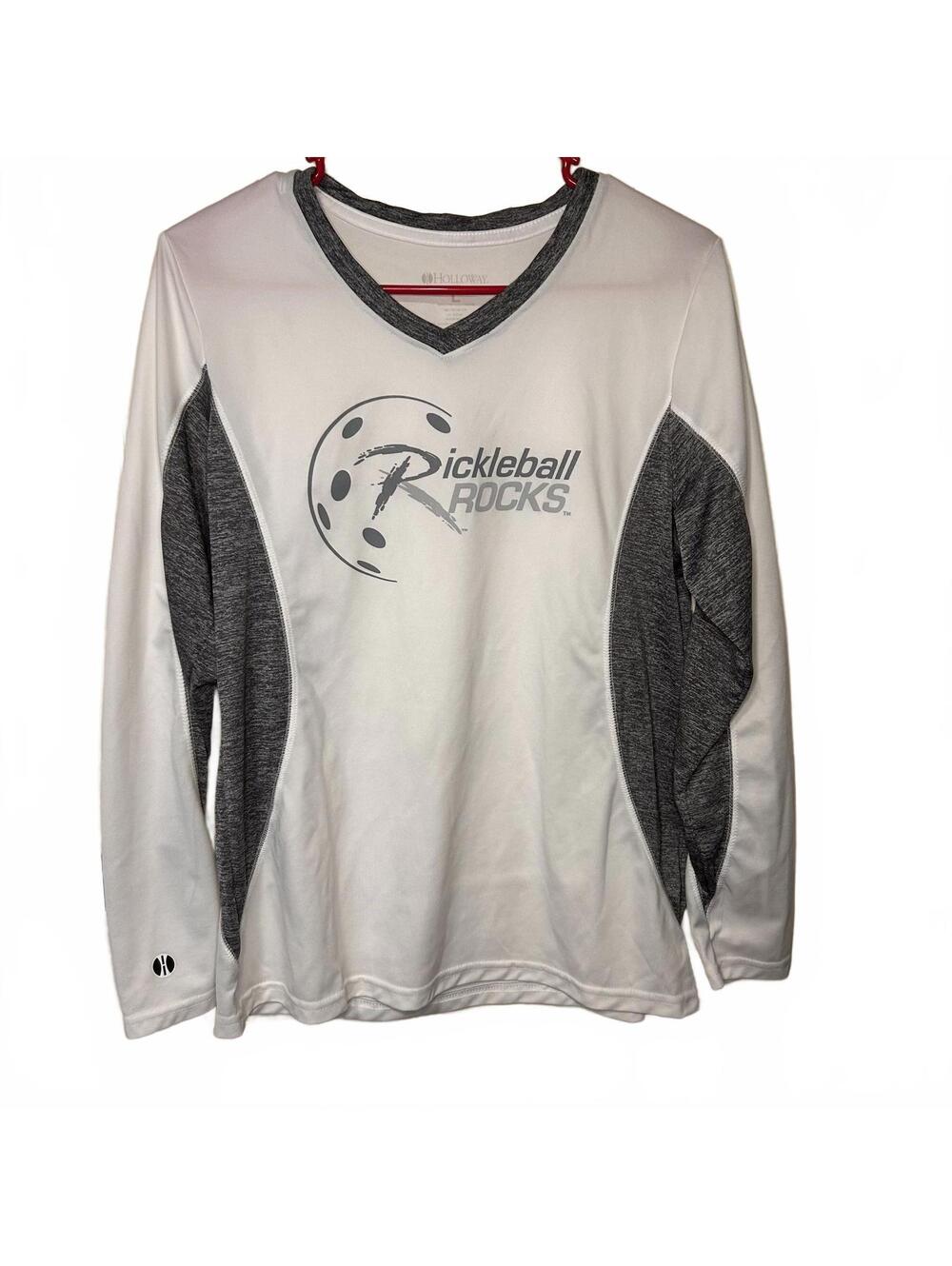 PICKLEBALL ROCKS! Long Sleeve tech shirt large womens v-neck